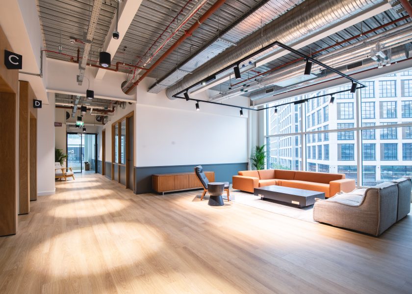 Coworking breakout area for businesses working in Globe building in Manchester